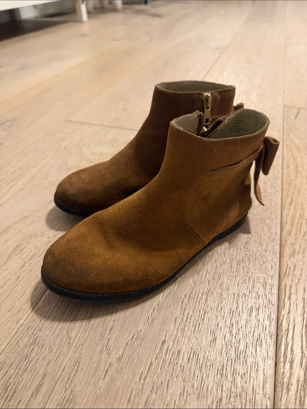 Janie and Jack Suede Bow Ankle Boots - Brown